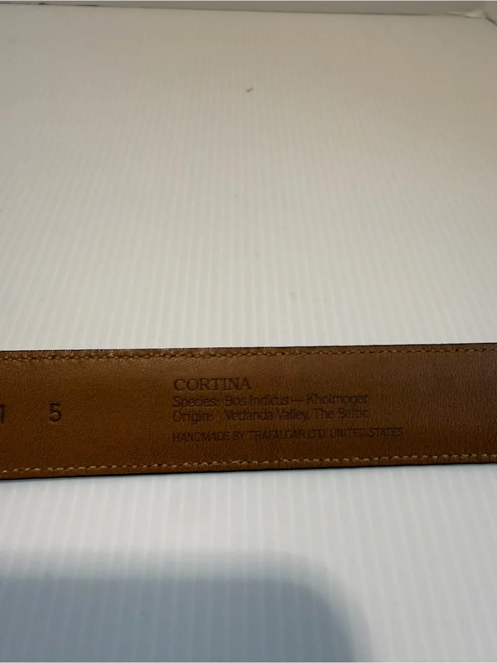 VTG Trafalgar Cortina Leather Dress Belt Gold Hardware 36